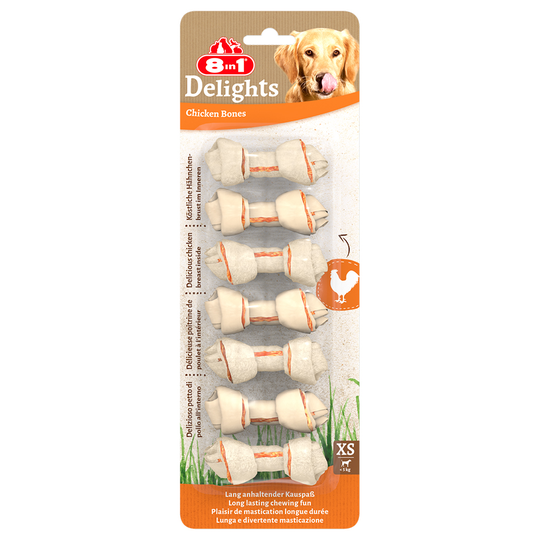8in1 Delights Chew Bones - Chicken - XS (21 Bones)