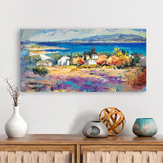 'Mediterranean Coast' by Luigi Florio - Unframed Graphic Art Print on Canvas