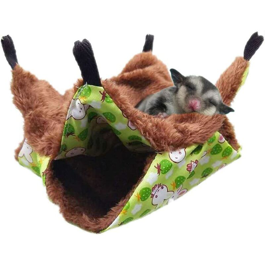 Winter Small Animals Cage Hammock Warm Bunk Bed Sugar Glider Bed, Green Large - Langray