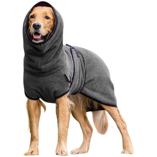 Pet Dog Clothes Drying Towel Bathrobe in Dark Gray Puppy Dog Coat xxxl