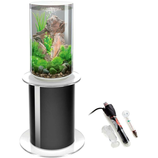 Biorb - Tube 30L White Aquarium with mcr led Lighting, Stand and Heater Pack