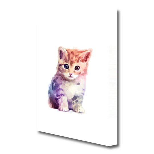 'Cute Kitten Wildlife' - Wrapped Canvas Painting Print