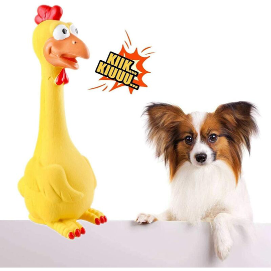 Perle Rare - Squeaky Yellow Rubber Chicken, Pet Toy, Dog Toy, Chew Toy, Indestructible, Super Durable, Fun, Great for Large Puppies, Christmas Gift,