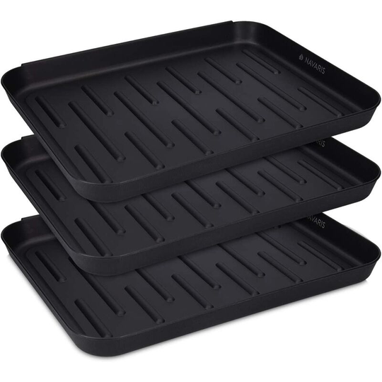 Aougo - 3 Pack Shoe Bin - Multi-Purpose Tray for Rain Boots, Winter Boots, Wellies - For Indoor and Outdoor Use in All Seasons - Black, Small