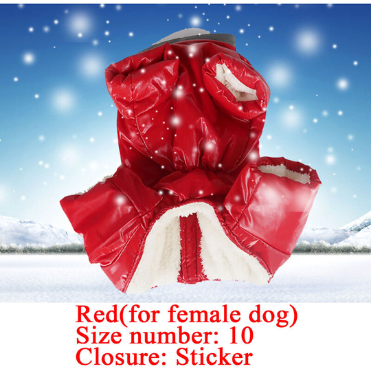 Dog Coat Waterproof Pet Fleece Clothes Jacket Snowsuit Pyjamas -Red(for female dog) 10