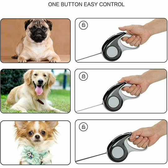 Telescopic dog leaving, telescopic automatic tractor for pets, domestic dog (black)