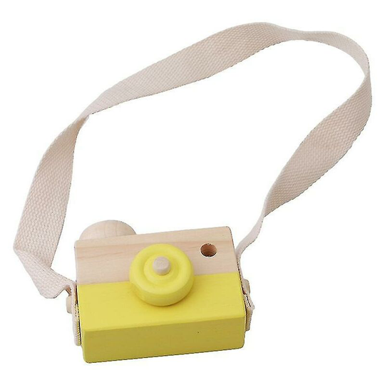Kids Cute Mini Wood Camera Camera Photography Decoration Camera Toy Kids Room Hanging Decor Gift1pcs yellow