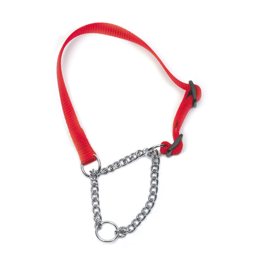 Heritage Nylon & Chain Check Collar Red 25mm X55-75cm Sz7-10