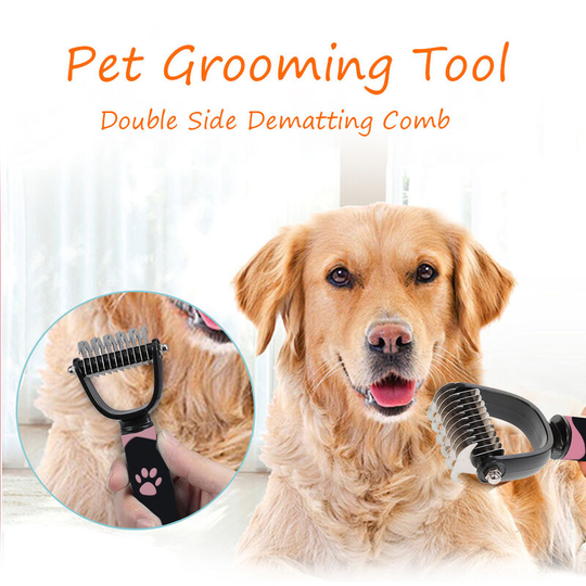 Pet Grooming Tool Double Side Dematting Comb Remove Undercoat Mats Tangles Shedding Brushes for Dogs and Cats Pets, Pink - Pink