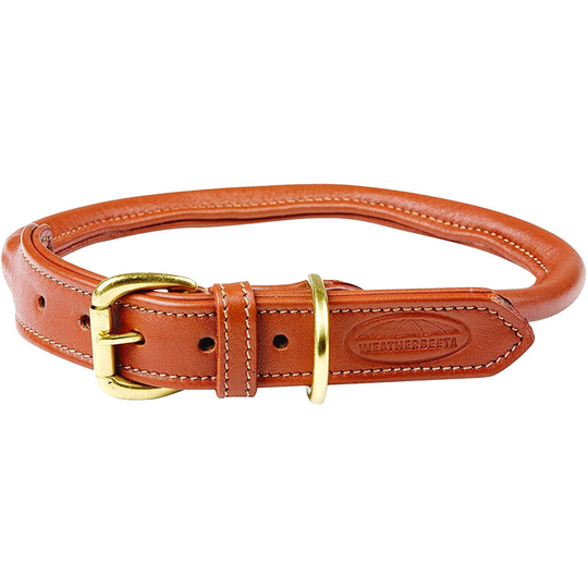 Rolled Leather Dog Collar (l) (Tan) - Tan - Weatherbeeta