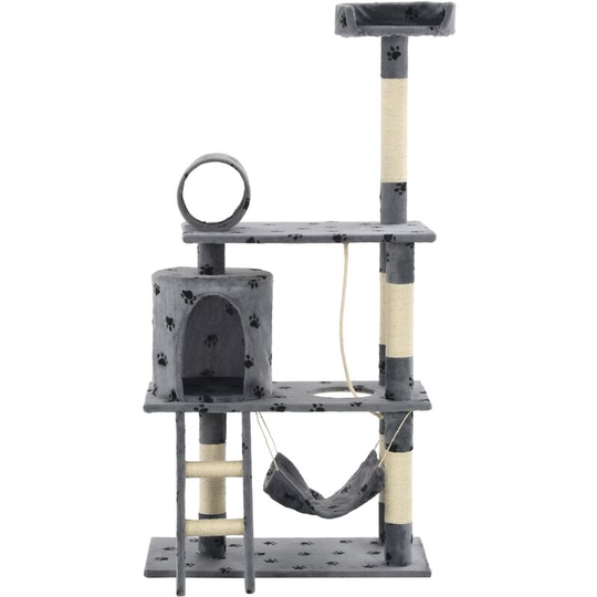 Cat Tree with Sisal Scratching Posts 140 cm Grey Paw Prints Vidaxl Grey