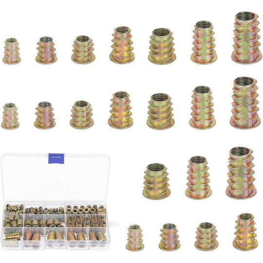 230pcs Zinc Alloy Screw Nuts Hex Socket Threaded Inserts Nuts Assortment Wood Furniture Tool Kit, Crjjkoy