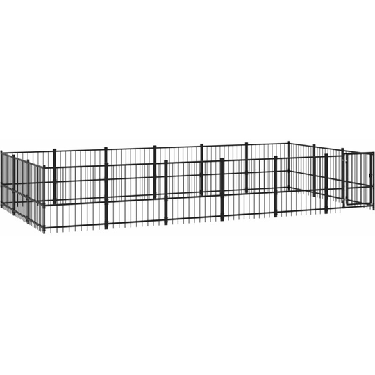 Outdoor Dog Kennel Steel 16.94 m² Vidaxl Black