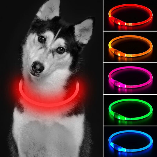 LED Dog Collar Dog Puppy Collar Safety Dog Chrismas Collar with USB Rechargeable 4 Modes Dog Flashing Light Best Dog for Puppy Medium Large Dog - Red