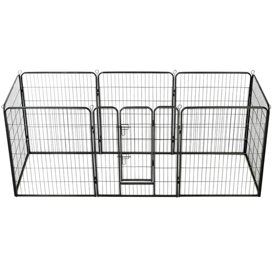 Hommoo - Dog Playpen 8 Panels Steel 80x100 cm Black VD07131