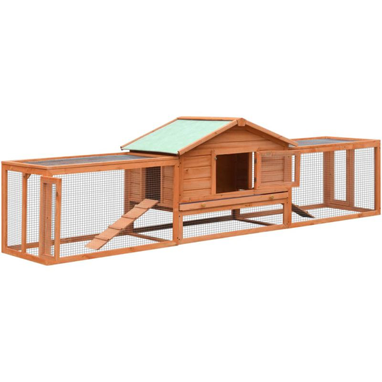 Hommoo - Rabbit Hutch Solid Pine & Fir Wood 303x60x86 cm VD07198