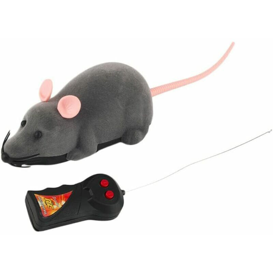 Remote Control Mouse Rat Plush Toy, rc Mouse Toy for Cat Dog Dark Gray -
