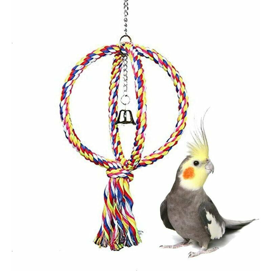 Bird Rope Swing, Colorful Perch Climbing Toy for Parrots Cockatiel Cockatoo Conure Parakeet