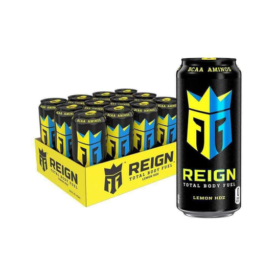 (Lemon HDZ) Reign Energy Drink 12 x 500ml Zero Sugar BCAAs PMP