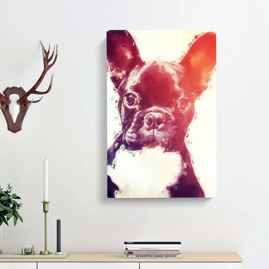 French Bulldog Puppy in Abstract - Wrapped Canvas Graphic Art Print