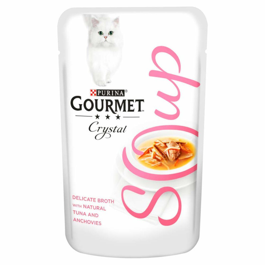 Gourmet Wet Cat Adult Soup Wet Food Pouch Tuna/Anchovies/Whitefish, 40 g - Pack of 32