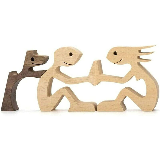 Puppy Wood Carving Ornament Natural Solid Wood Hand Carved Desktop Creative Gift (B01) - Muff