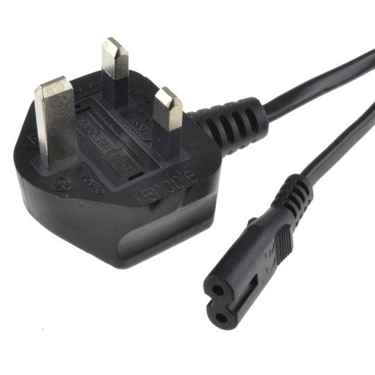 kenable Figure 8 Power Cable UK Plug to C7 Lead for LED or Smart TV Black 5m