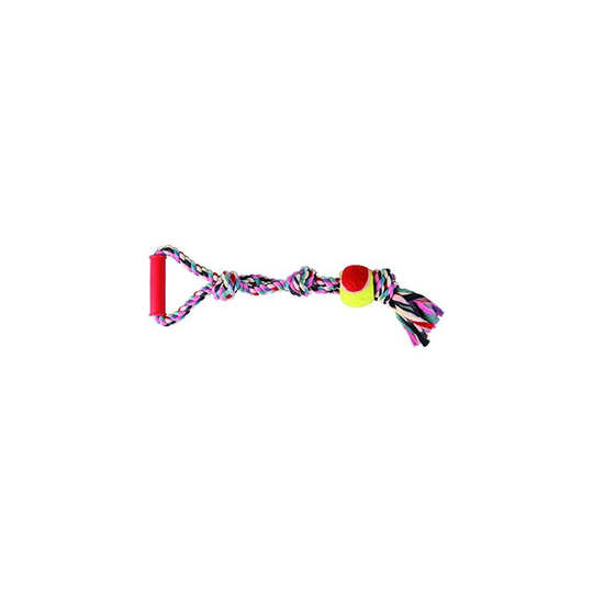 Trixie Denta Fun Rope Ring With Tennis Ball Tugger Toy For Dog, 50 x 6cm - Dog - trixie dog toy tennis ball rope cm gripper 506 new pet play chew
