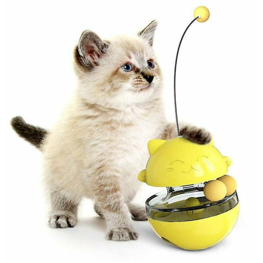Cat Turntable Funny Cat Stick Pet Toys (Lucky Cat Yellow)
