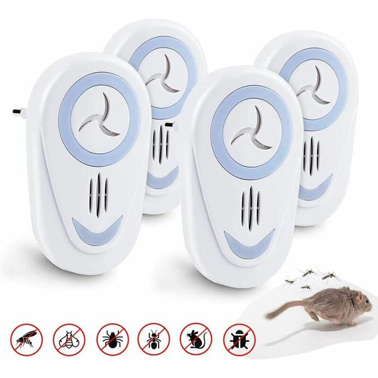 Ultrasonic Repellent, 4 Pack Ultrasonic Mosquito Repellent, Insect Rodent Repellent, Electronic Indoor Mosquito Repellent for Mice Rats Mosquitoes