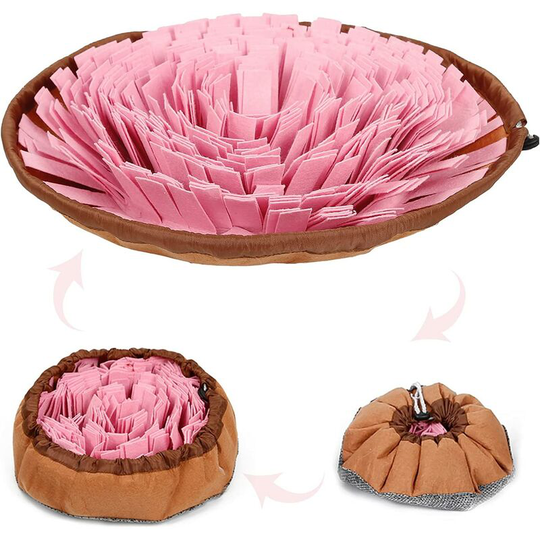 Dog Trainer Mat, Dog Toy Search Mat, Interactive Dog Toys, Pressure Release, Portable and Washable (Pink)