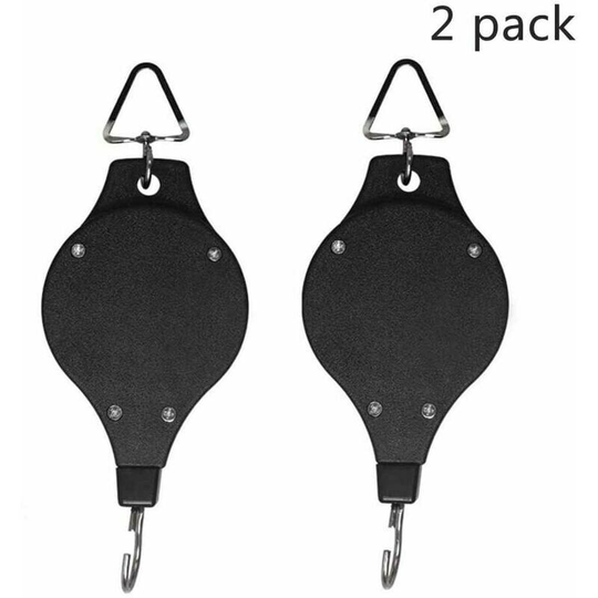 Bearsu - Plant Pulley, Sturdy Easy Reach Retractable Pulley, Flower Basket Hanger, Hook for Garden Baskets, Pots and Bird Feeder, Hang Up and Pull