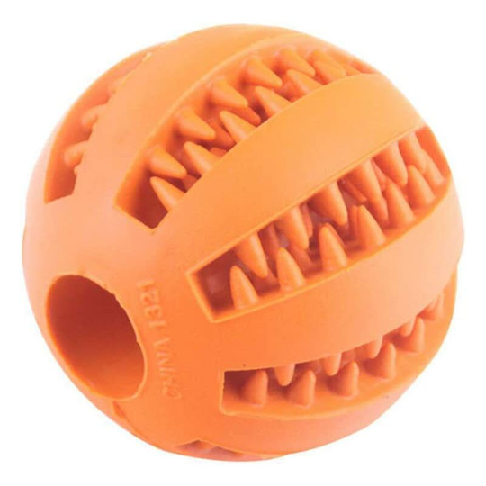 Litzee - Interactive Teeth Cleaning Dog Cat Toy Ball, Rubber Chewable Training Ball iq Puzzle Dog Cat Toys (7 cm, Orange)