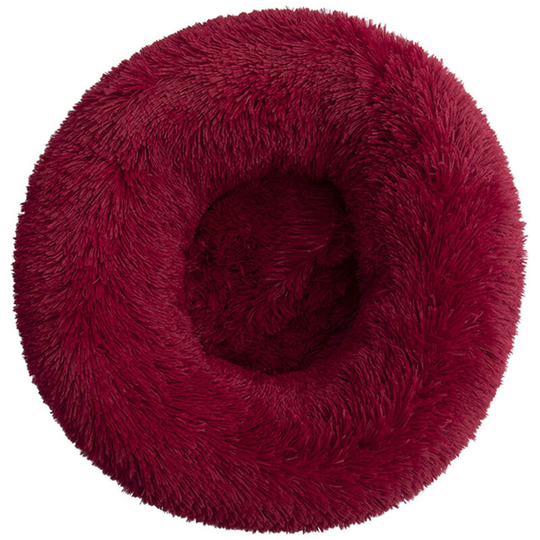 Fluffy Luxe Pet Bed for Dogs Cats, Anti-Slip Waterproof Base Machine Washable Durable Dog and Cat Cushion Bed(Wine Red,24'')