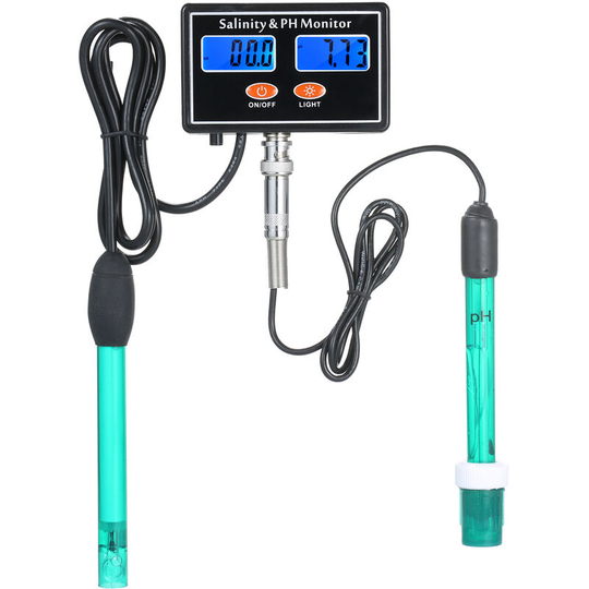 Asupermall - 2-in-1 PH/Salinity Water Quality Monitor Multi-functional pH & Salinity Monitor Meter Sea Water Salinity Monitor ph Water Quality Tester