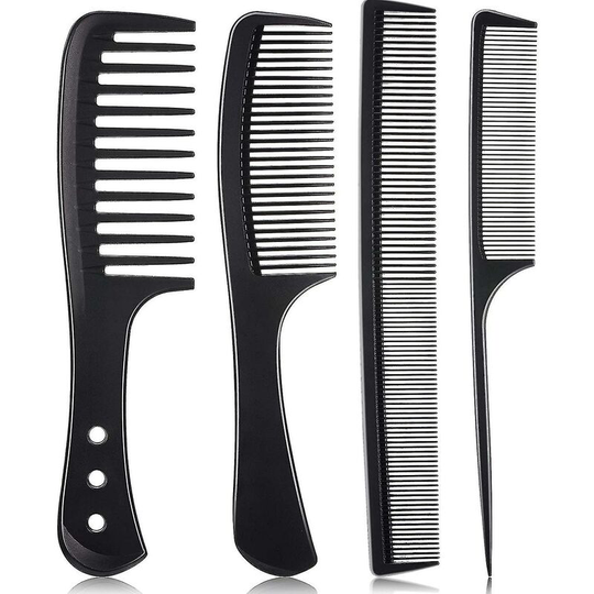 Pieces Carbon Fiber Hair Comb Set, Fine And Wide Tooth Comb, Rat Tail Comb
