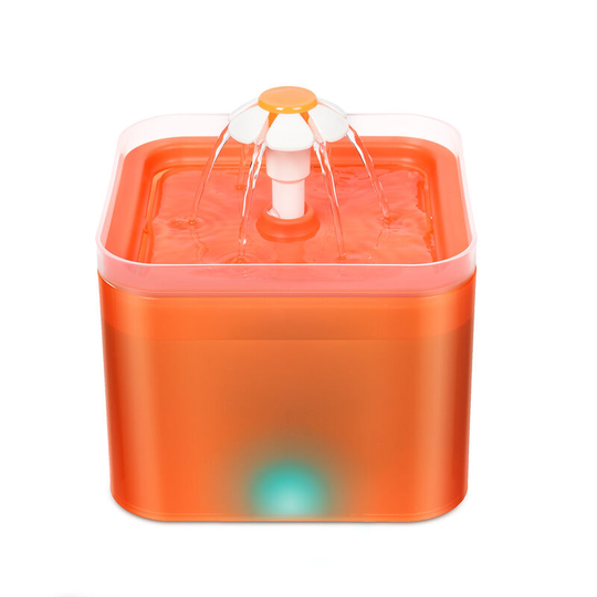 Thsinde - Water Fountain for Cats Dogs, Super Quiet, Smart led Light, 2L Water Dispenser for Cats and Small Dogs-Orange-European Regulation