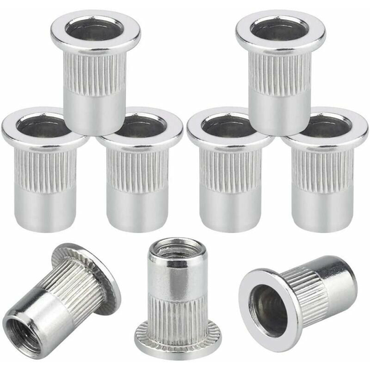 Joorrt - 50 pcs M6 Rivet Nuts Assortment 304 Stainless Steel Blind Nuts Anti-rust Durable Anti-wear Threaded Rivet Nut for Car Furniture Decoration
