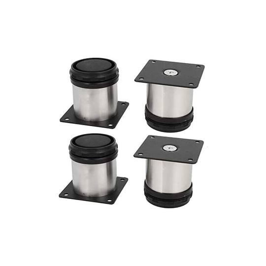 Set of 4 round adjustable stainless steel kitchen furniture legs 50x50mm