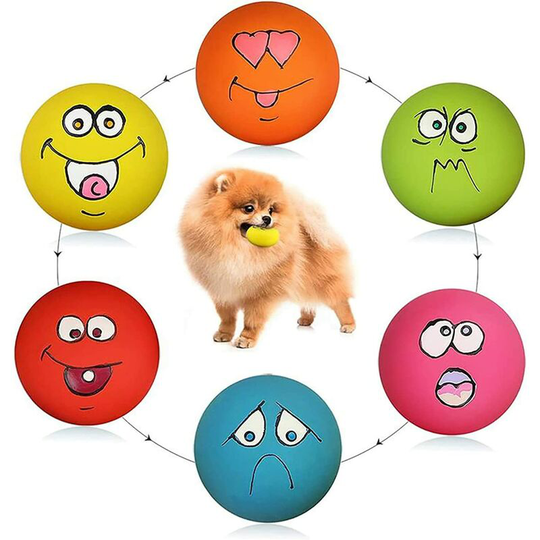 Smile Face Dog Squeaky Toys Soft Latex Squeak Balls for Puppy Small Medium Pet Dogs 6 Pcs/Set$Dog Toy,Squeaky Dog Toys Chewing Durable Teething Latex