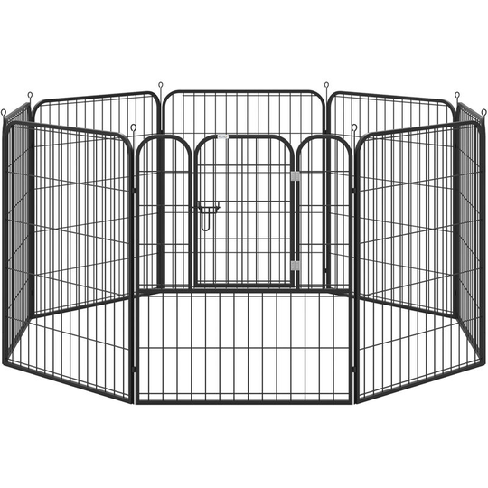0.79 x 1m Pet Playpen Metal Hutch Cage House Rabbit Guinea Dog Puppy - Black - Pawhut