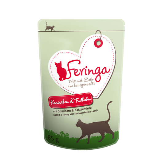 Feringa Classic Meat Menu Pouches 12 x 85g - Rabbit & Turkey with Sea Buckthorn