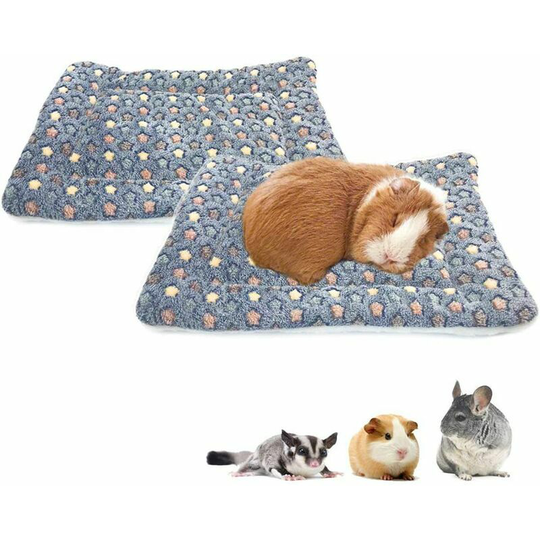 Monly - Set of 2 Square Plush Guinea Pig Pillows for Hamsters Sugar Hedgehogs Rabbit Cage Accessories