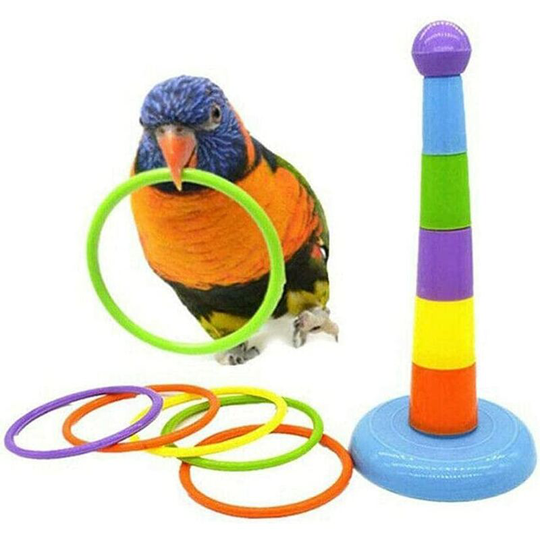 Osqi - Pet Bird Ferrule Game Toy Parrot Intelligence Training Rings Birds Chew Toy Colorful Ring for Cockatiel Pet Interactive Supplies Random Color