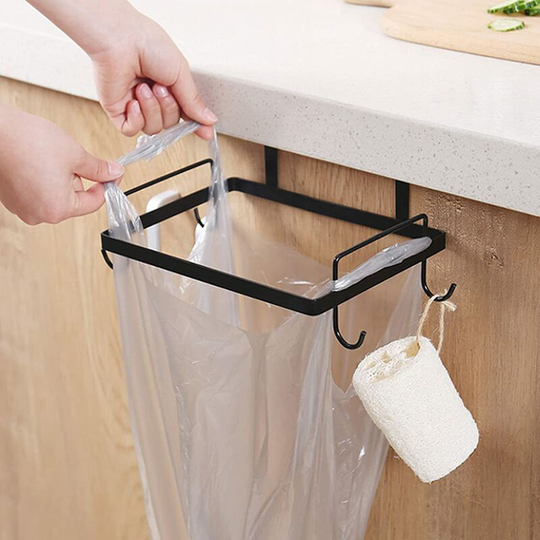 Tinor - 1 Pc Over The Cabinet Hanging Plastic Bag Holder Metal Trash Bag Holder Hanging Garbage Bag Garbage Bag Holder For Kitchen Convenient Sturdy