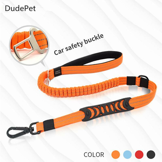 Thsinde - strong Dog Leash With Padded Handle Anti-pull Rope Elastic Training Leash For Medium And Large Dogs Strong Pull (110cm-150cm, Orange)