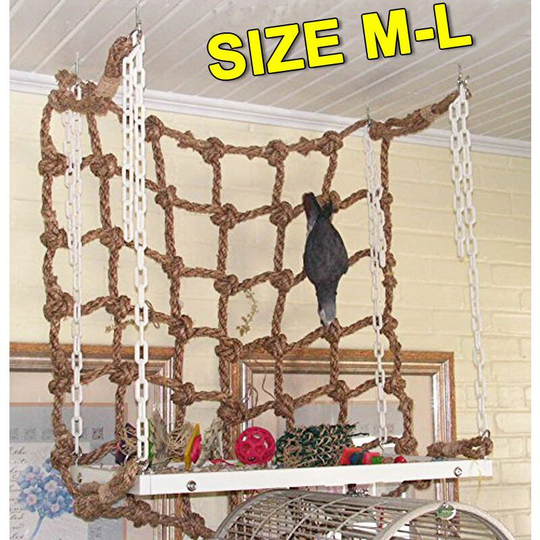 Bird Climbing Net Bird Chew Toy Hemp Rope Ladder Toy Parrot Hammock Toy 40*40cm