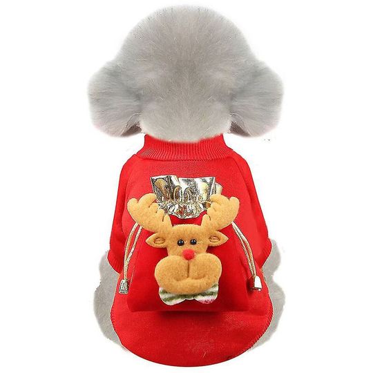 Pet Clothes Christmas Dog Clothes Cat Autumn And Winter Warm Fleece Sweater Elk(S)