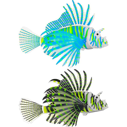 Briday - 2 Pieces Artificial Glowing Lion Fish Colorful Luminous Lionfish Floating Silicone Aquarium Decoration Glowing Simulation Animal Ornaments