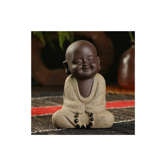 Buddha Statues Small Monk Color Sand Ceramic Home Club Geomantic Decoration Purple Sand Figurines Tea Pet beige